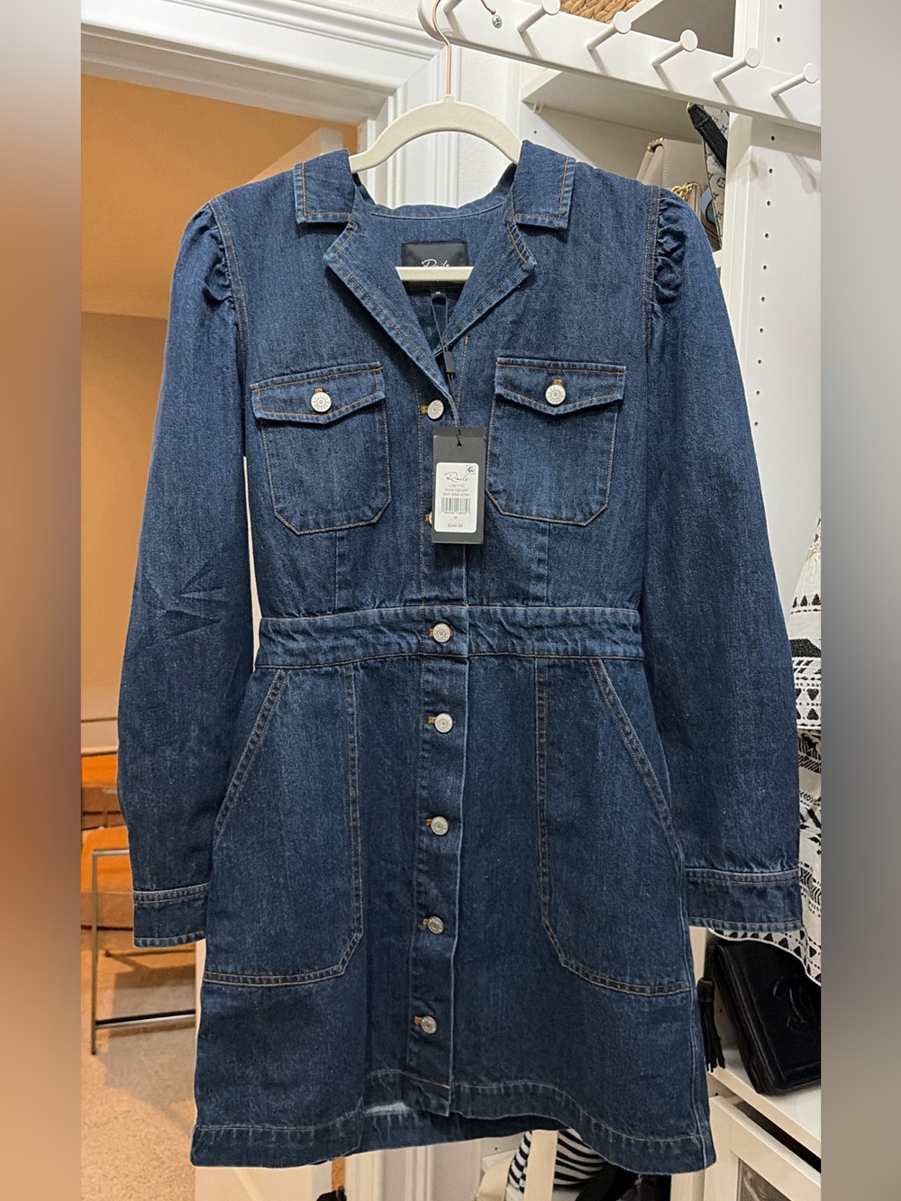 NWT Rails Medium Denim Button-Front Women's Jacket Dress - Dark Blue